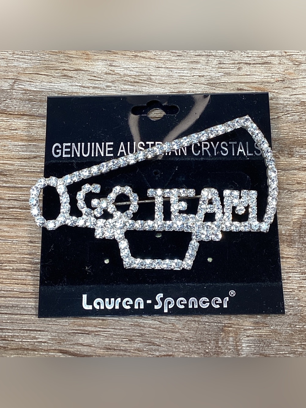 GO TEAM Cheerleading Pin Brooch Genuine Austrian Crystals Rhinestones